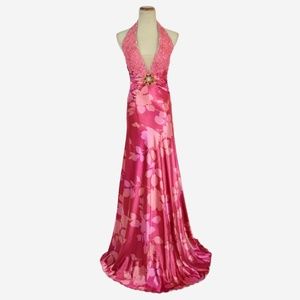 NEW Jovani Genuine Pink Halter Formal Women Gown